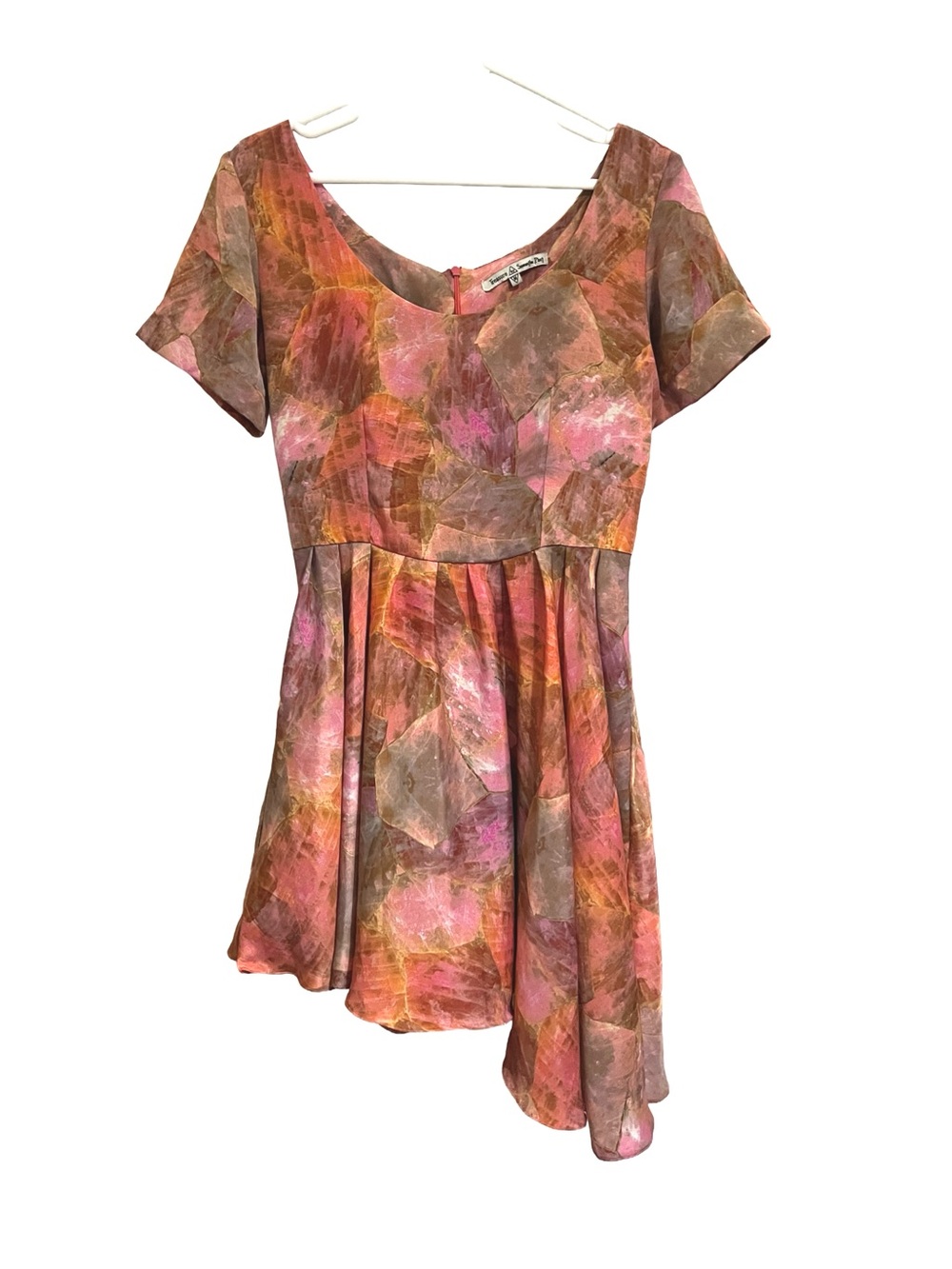 Samantha Pleet  Watercolor  Asymmetrical Short-Sleeve Dress